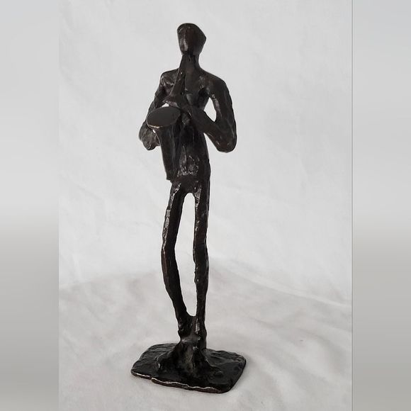Vintage Saxophone Jazz Musician Brutalist Cast Bronze Sculpture Statue‎ 8" - Picture 2 of 4